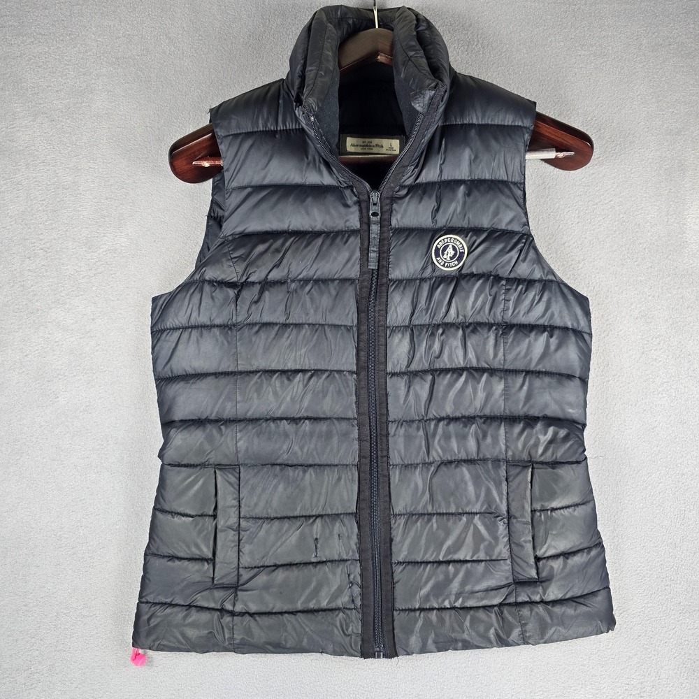 Abercrombie & Fitch Vest Womens Large Black Puffer Quilted Zip Sleeveless